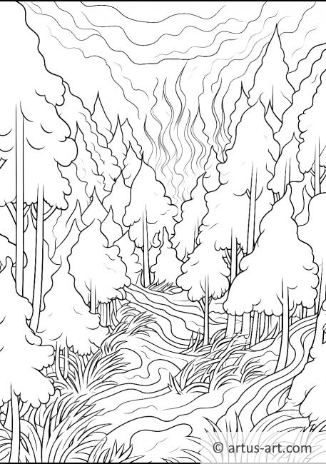 Orman Yangını Boyama Sayfası